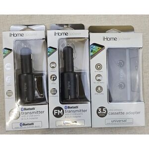 2- iHome Power Bluetooth FM Transmitter‎ Car Stereo Adapters & Cassette Adapter